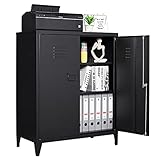 Sightlife Aktenschrank Abschließbar, Mehrzweckschrank Metallschrank Werkzeugschrank aus Stahl Büroschrank mit 2 Türen Werkstattschrank Kleiner Schrank Aufbewahrungsschrank Ordnerschr