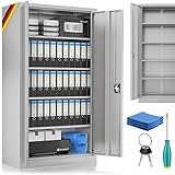 KESSER® Aktenschrank abschließbar mit Flügeltüren 180x80x40cm | Büroschrank aus Stahl mit 4 höhenverstellbaren Einlegeböden | Mehrzweckschrank 5 flexible Fächer, max. 40 kg pro Fach, inkl. 2 Schlüss