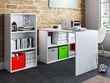 möbelando Büro-Kombi mit Regal Komplettset Büroprogramm Arbeitsplatz Büromöbel Trio 3' Weiß